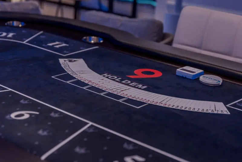 커스텀 브랜딩 홀덤 테이블 클로즈업